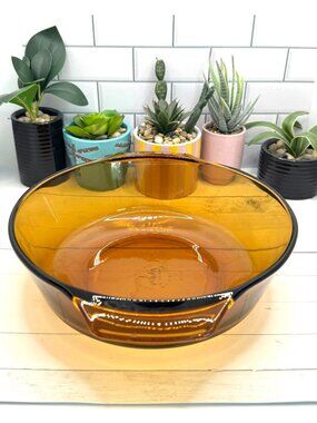 Anchor Hocking Fire-King Amber Glass Casserole Dish 1.5 Qt Ovenproof Made In USA